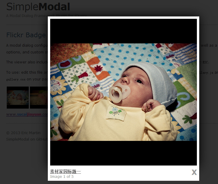 基于SimpleModal弹出层插件的jQuery图片相册代码